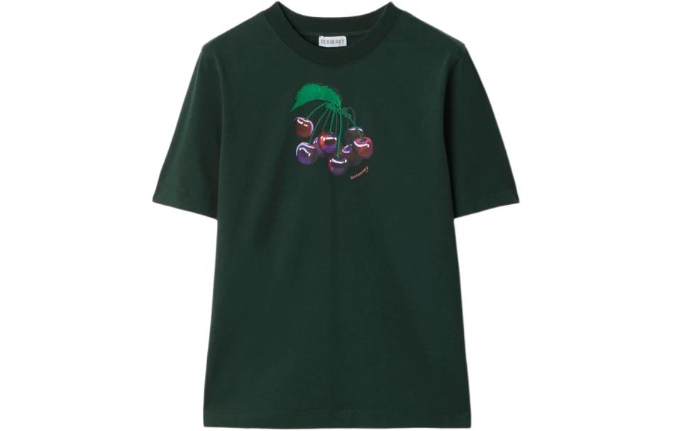(Women) Burberry Cherry Print Crewneck Short Sleeve T-Shirt Women’s Fir Green 80896911