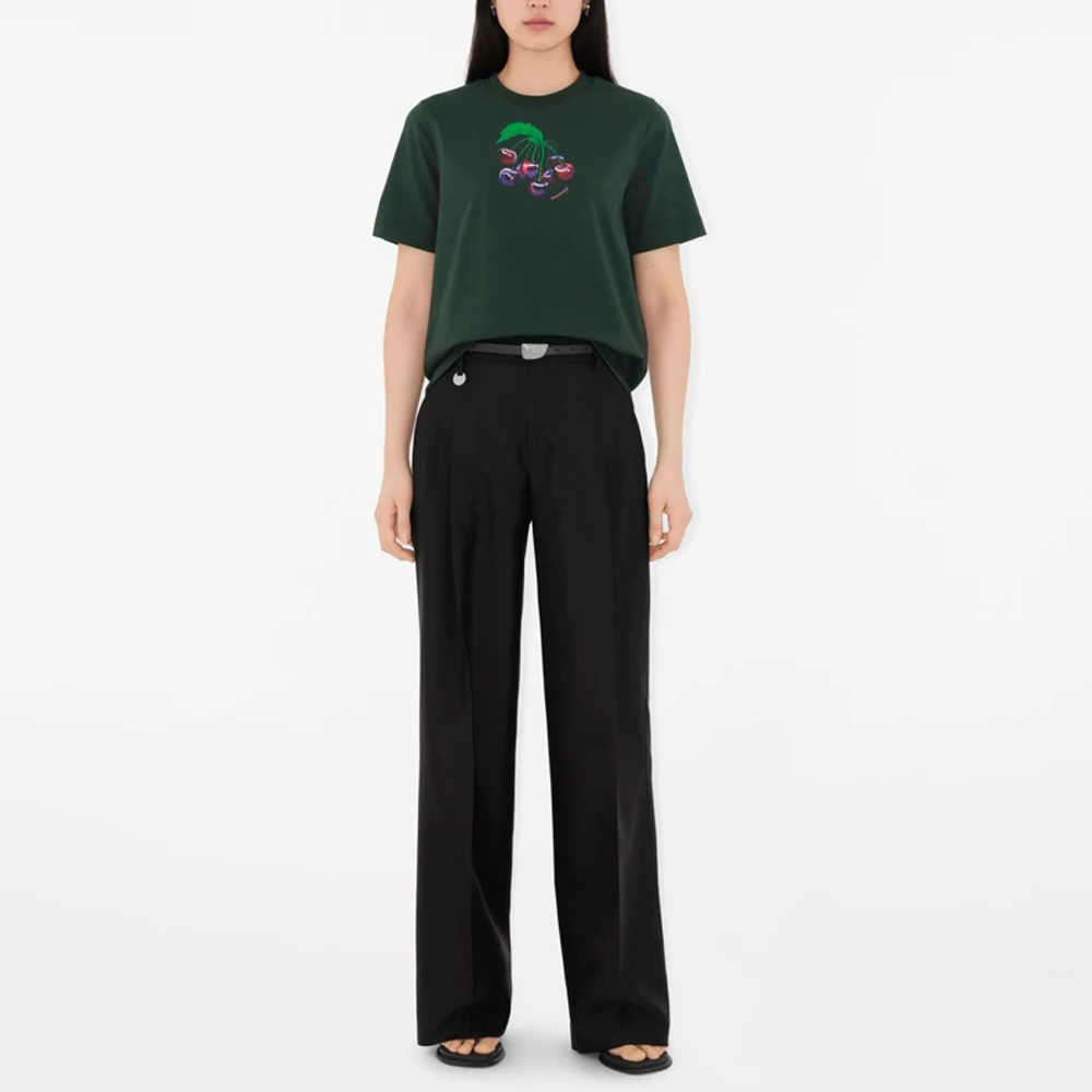 Shop (Women) Burberry Cherry Print Crewneck Short Sleeve T-Shirt Women’s Fir Green 80896911