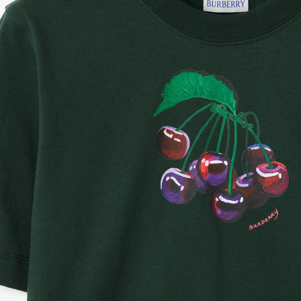 Sizing (Women) Burberry Cherry Print Crewneck Short Sleeve T-Shirt Women’s Fir Green 80896911