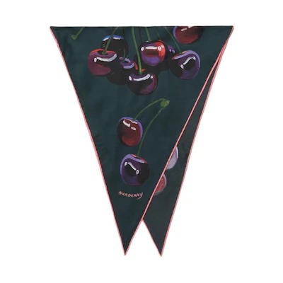 (Women) Burberry Cherry Print Silk Scarf Green for Women. 80895681