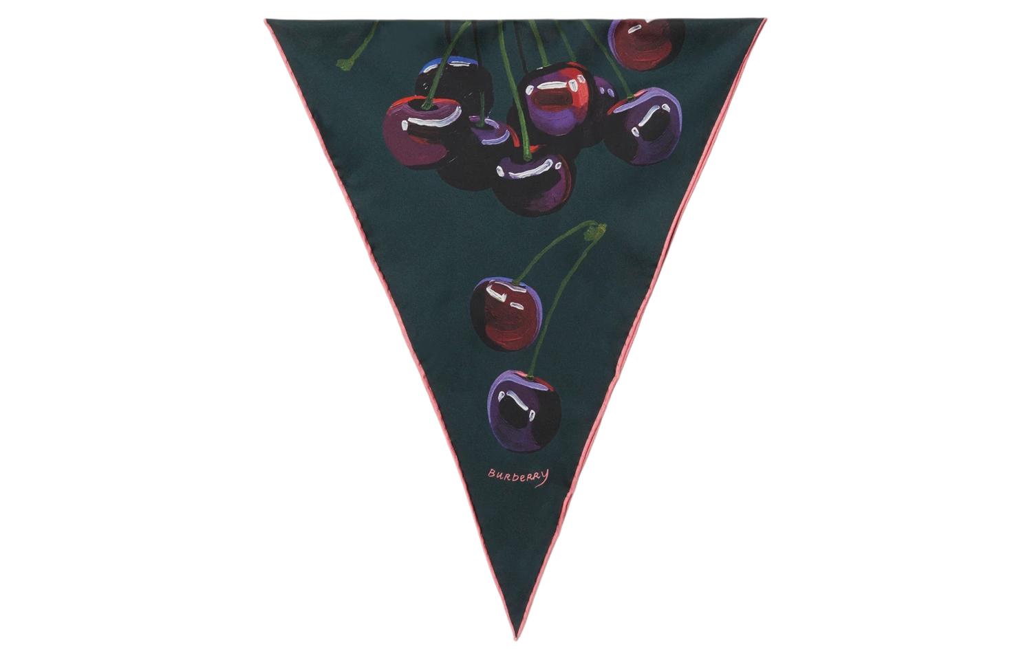 (Women) Burberry Cherry Print Silk Scarf Green for Women. 80895681 圖 3