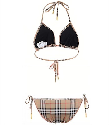 (Women) Burberry Classic Check Bikini Two-Piece Halter Swimsuit Brown 80090081 Lookbook (Women) Burberry Classic Check Bikini Two-Piece Halter Swimsuit Brown 80090081