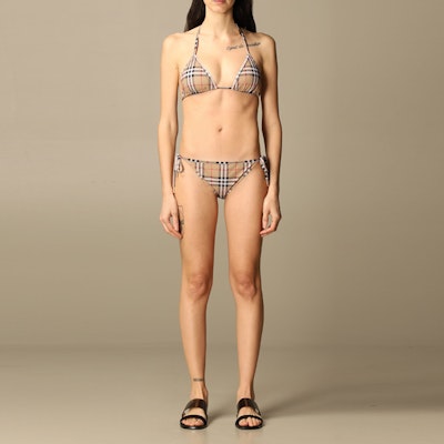 (Women) Burberry Classic Check Bikini Two-Piece Halter Swimsuit Brown 80090081 Shop (Women) Burberry Classic Check Bikini Two-Piece Halter Swimsuit Brown 80090081