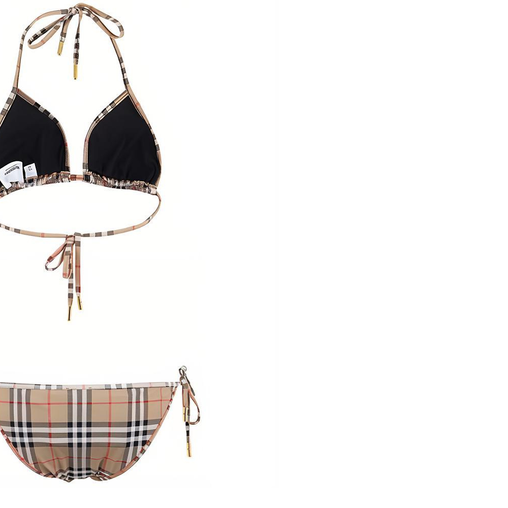 Sizing (W) 버버리 클래식 체크 비키니 투피스 홀터 수영복 브라운 80090081