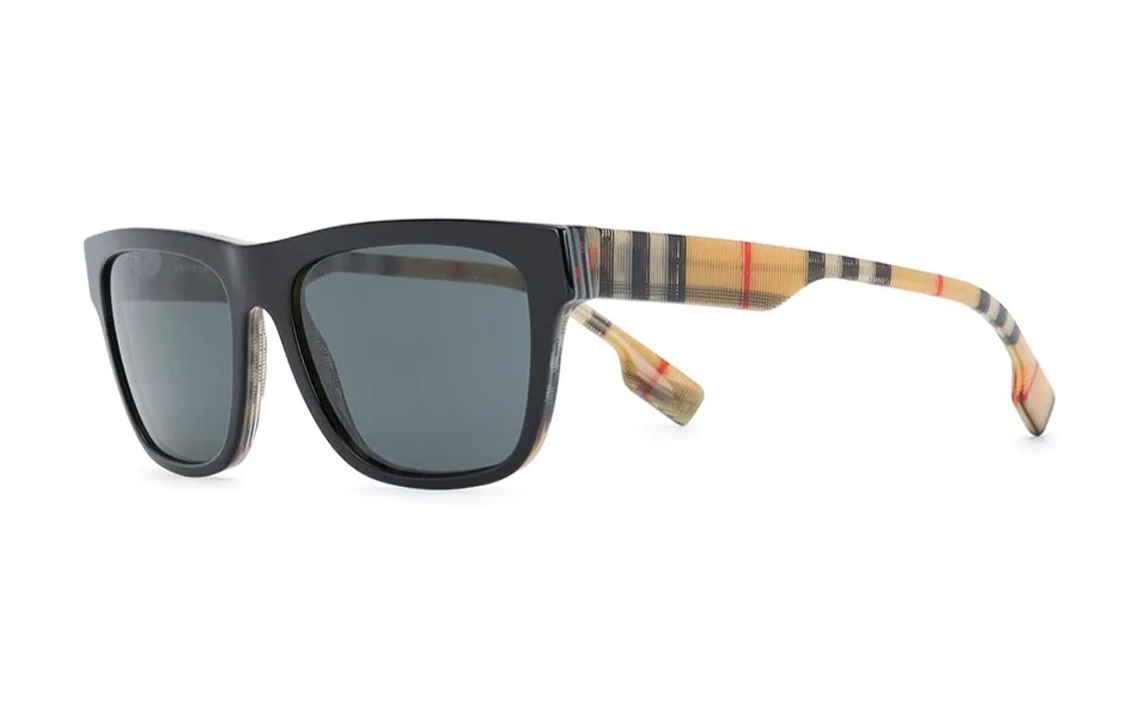 (Women) Burberry Classic Check Black Acetate Square Sunglasses for Women. BE4293380687380687