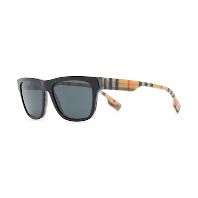 (Women) Burberry Classic Check Black Acetate Square Sunglasses for Women. BE4293380687380687