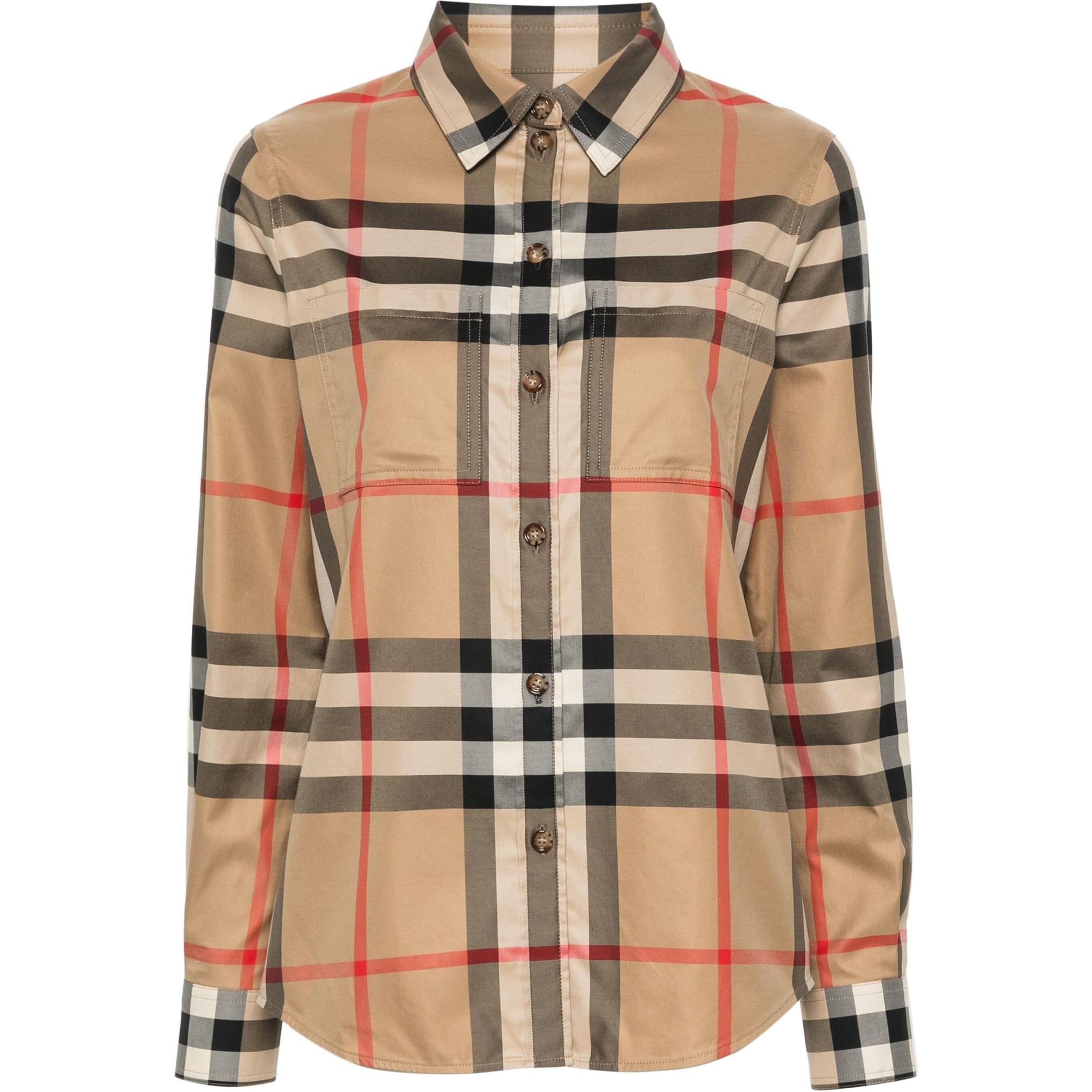 (Women) Burberry Classic Check Button-Up Long Sleeve Shirt  Beige 80856451 圖 2