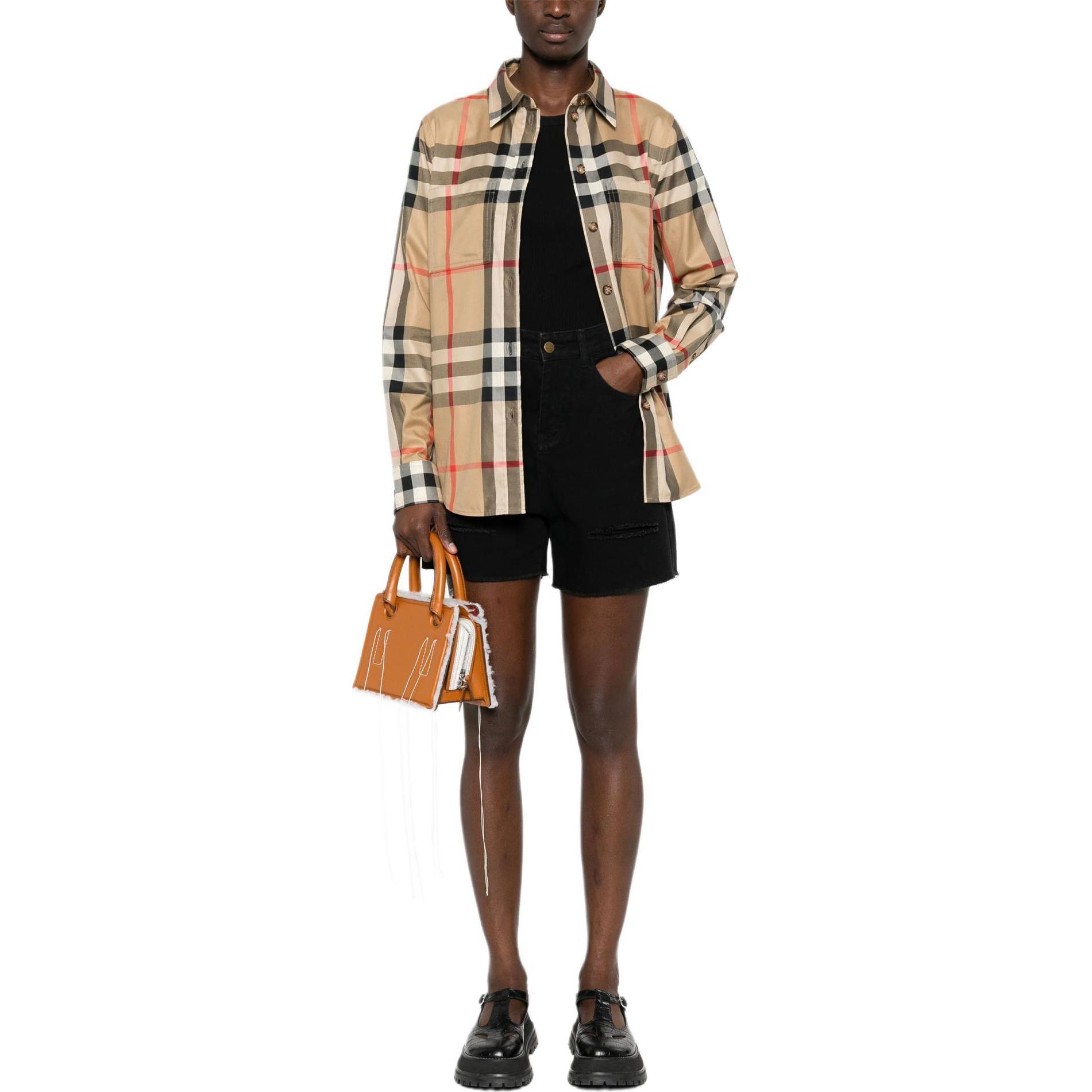 (Women) Burberry Classic Check Button-Up Long Sleeve Shirt  Beige 80856451 圖 3