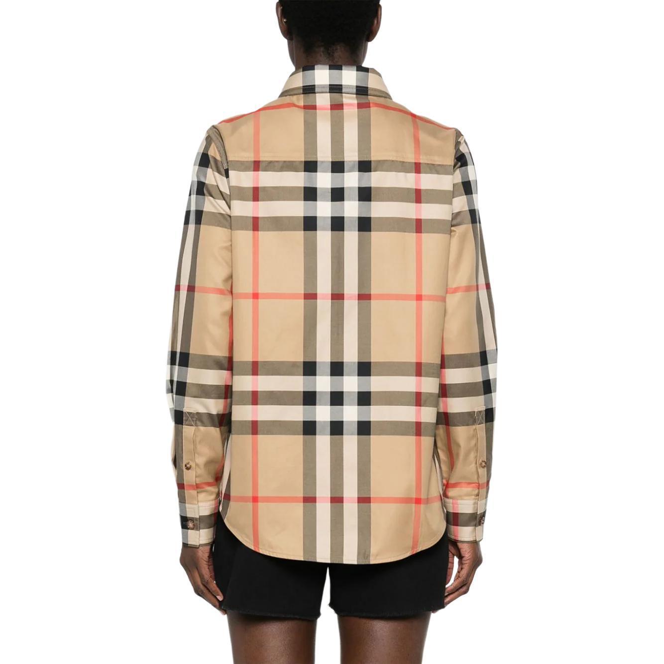 (Women) Burberry Classic Check Button-Up Long Sleeve Shirt  Beige 80856451 圖 5