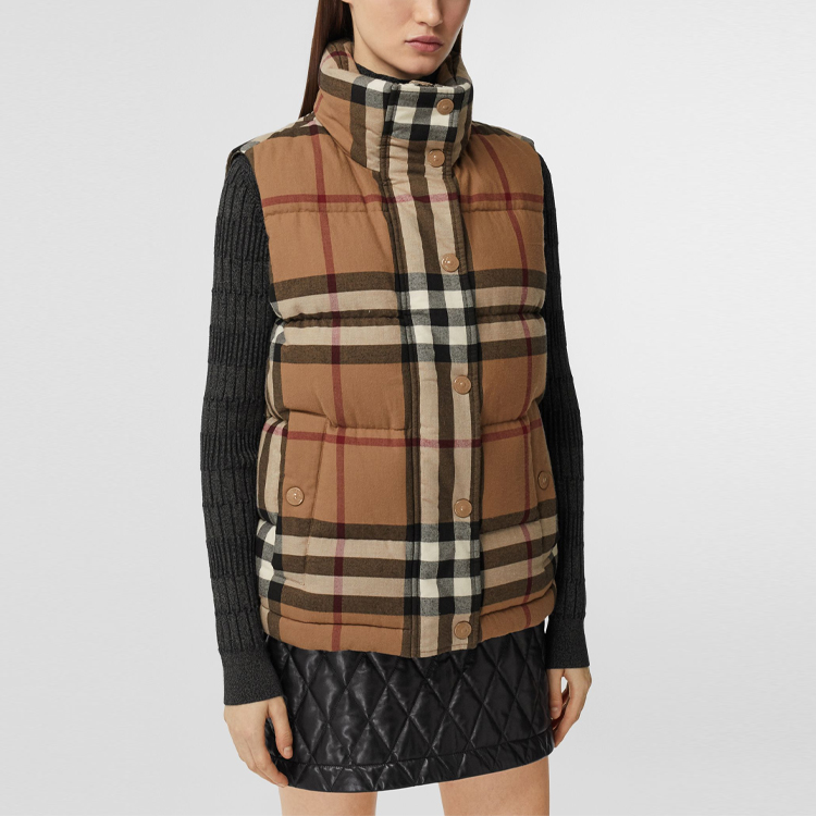 Shop (W) バーバリー クラシックチェック ダウンベスト バーチブラウン 80361351