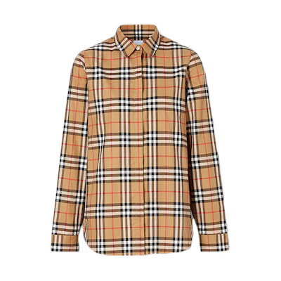 (Women) Burberry Classic Check Long Sleeve Casual Shirt in Vintage Yellow 8014010