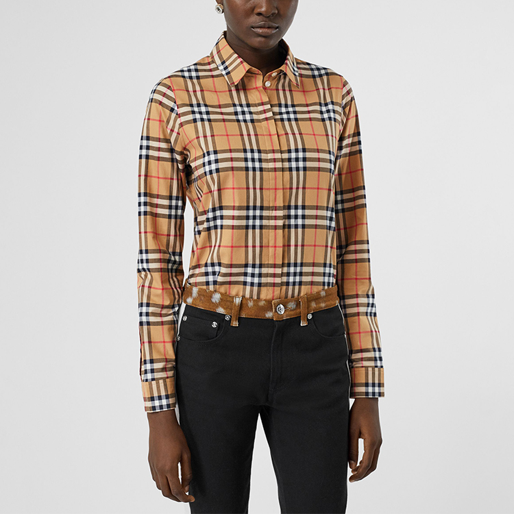 (Women) Burberry Classic Check Long Sleeve Casual Shirt in Vintage Yellow 8014010 圖 3