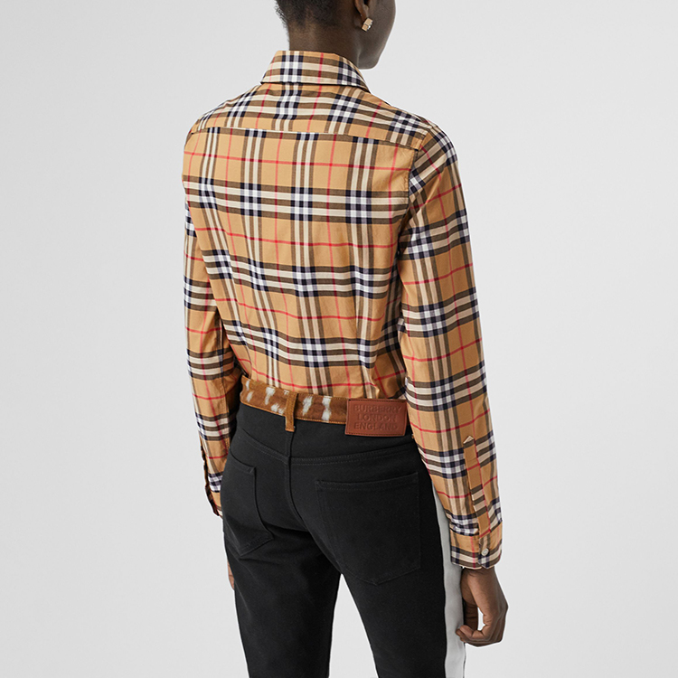 (Women) Burberry Classic Check Long Sleeve Casual Shirt in Vintage Yellow 8014010 圖 4