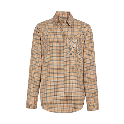 (Women) Burberry Classic Check Long Sleeve Shirt Early Spring Khaki 80031211