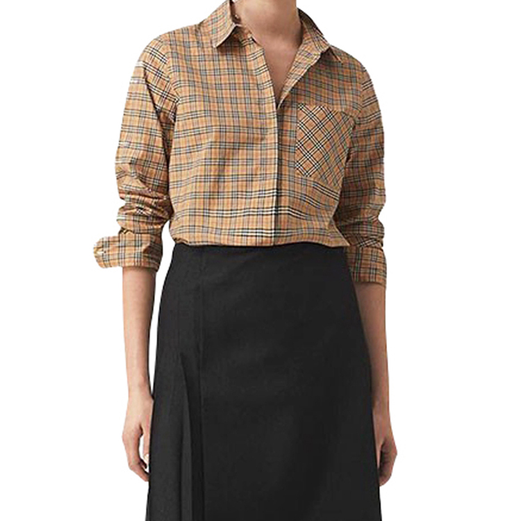 (Women) Burberry Classic Check Long Sleeve Shirt Early Spring Khaki 80031211 圖 3