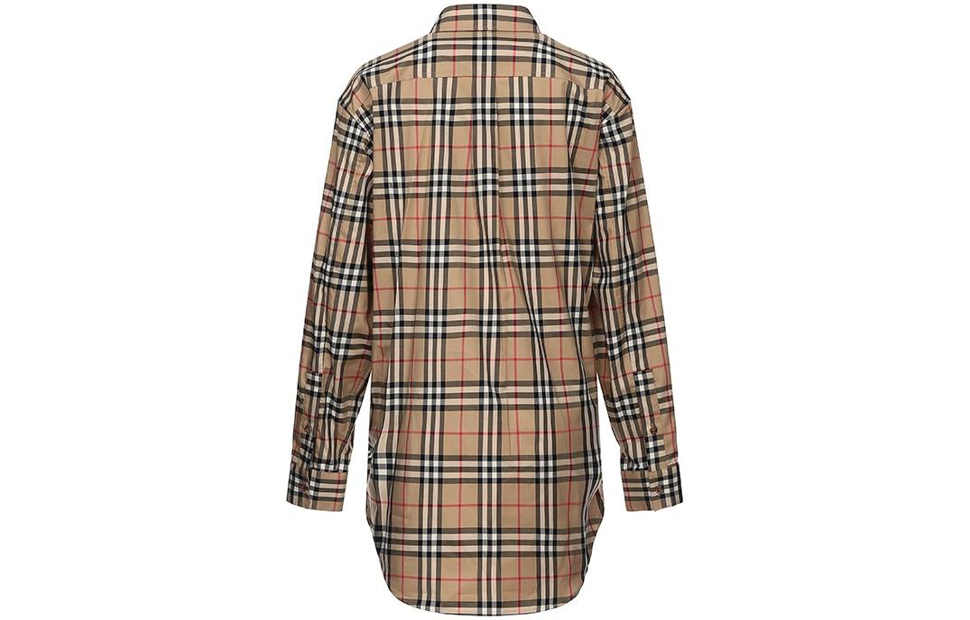 Lookbook (W) Burberry Kemeja Lengan Panjang Loose Fit Motif Kotak Klasik Beige 80222851