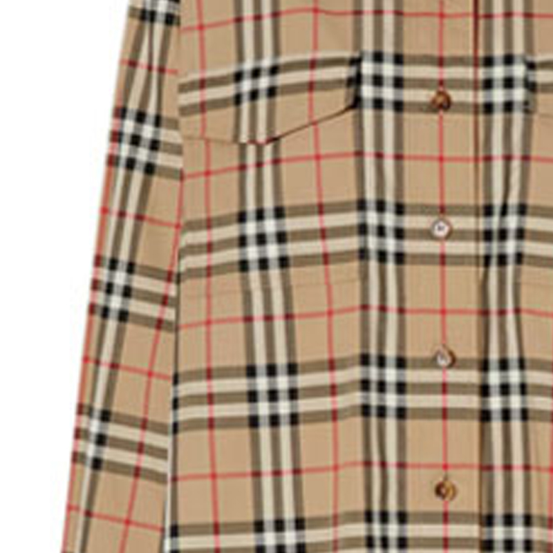 Cheap (W) Burberry Kemeja Lengan Panjang Loose Fit Motif Kotak Klasik Beige 80222851
