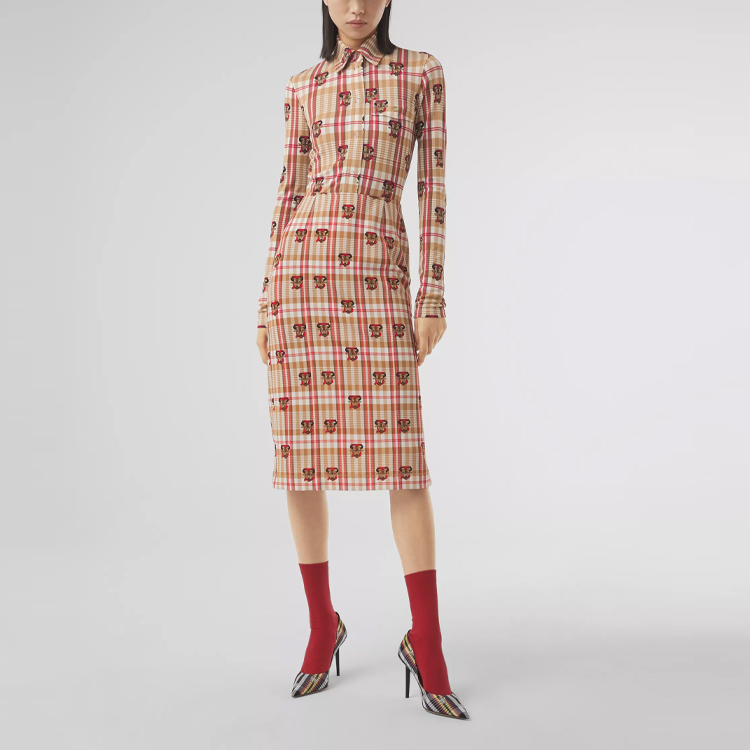 (Women) Burberry Classic Check Stretch Shirt Cookie Color SS21 80379881 圖 3
