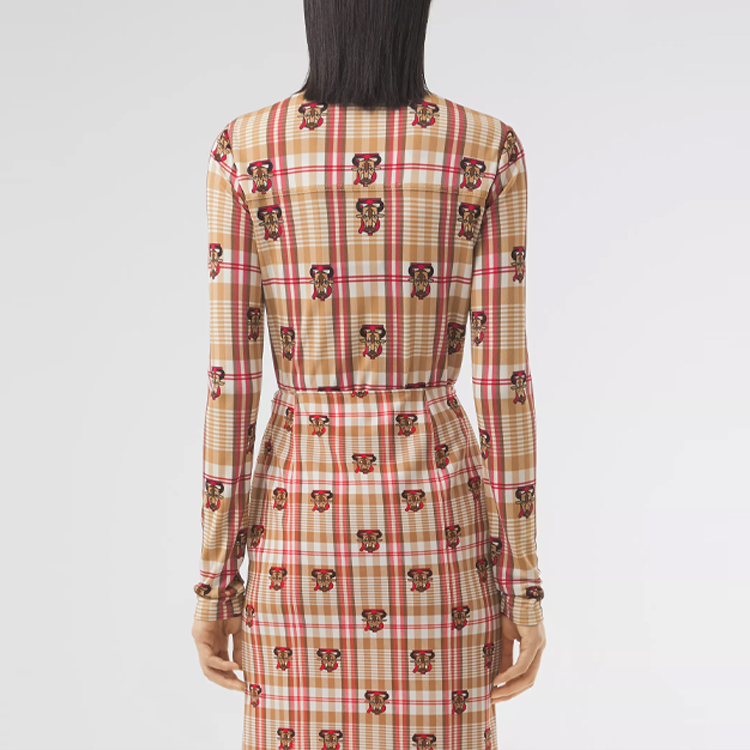 (Women) Burberry Classic Check Stretch Shirt Cookie Color SS21 80379881 圖 5