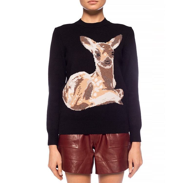 (Women) Burberry Classic Deer Sweater Black 80262971 圖 4