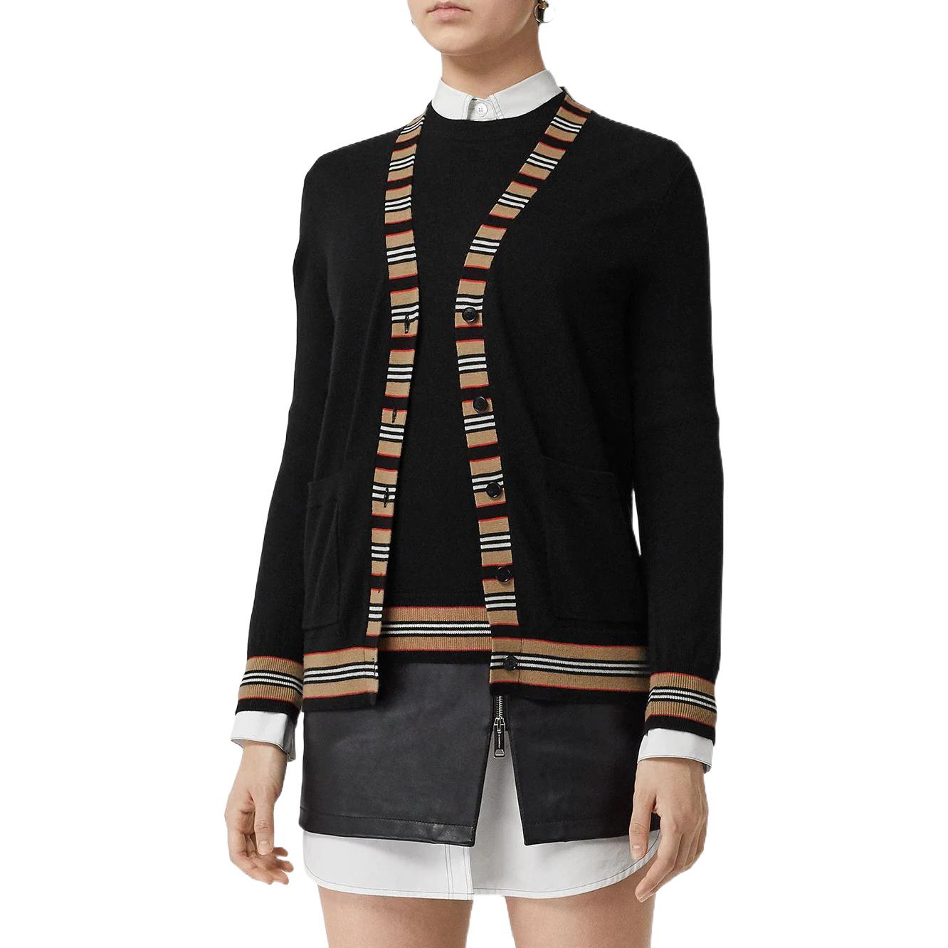 (Women) Burberry Classic Icon Stripe Merino Knit Sweater Black 8008953 圖 4