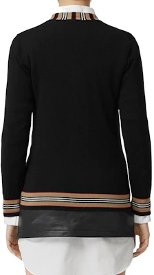 (W) バーバリー クラシック アイコン ストライプ メリノ ニット セーター ブラック 8008953 Purchase (W) バーバリー クラシック アイコン ストライプ メリノ ニット セーター ブラック 8008953