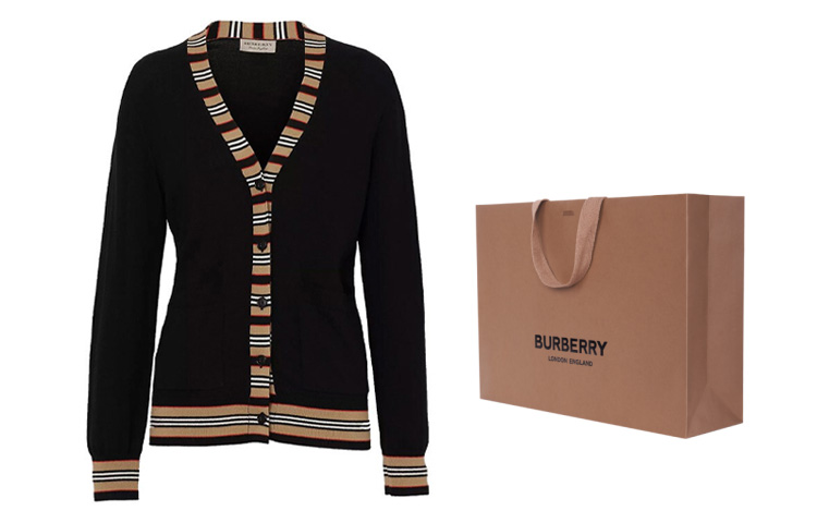 (Women) Burberry Classic Icon Stripe Merino Knit Sweater Black 8008953 圖 8