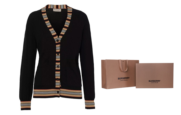 (Women) Burberry Classic Icon Stripe Merino Knit Sweater Black 8008953 圖 9