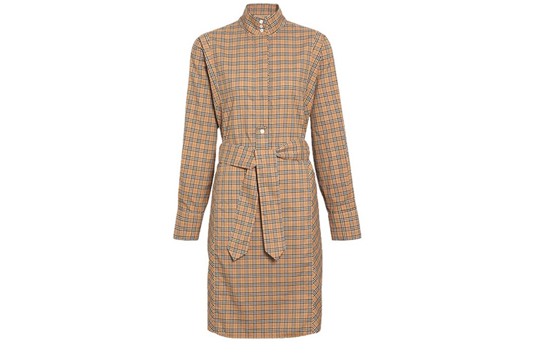 (Women) Burberry Classic Mid-Waist Plaid Long Sleeve Dress in Ochre Yellow 80337331 圖 2