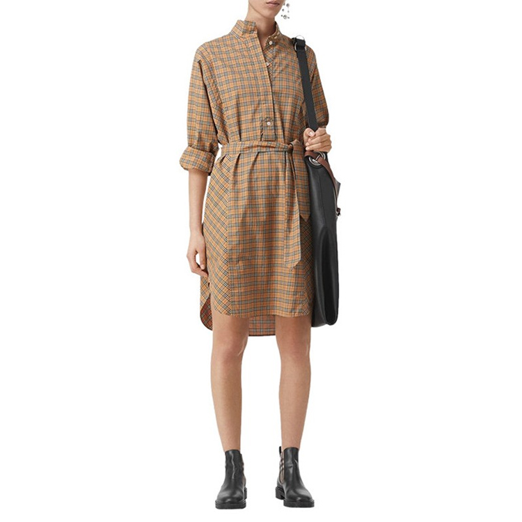 (Women) Burberry Classic Mid-Waist Plaid Long Sleeve Dress in Ochre Yellow 80337331 圖 3