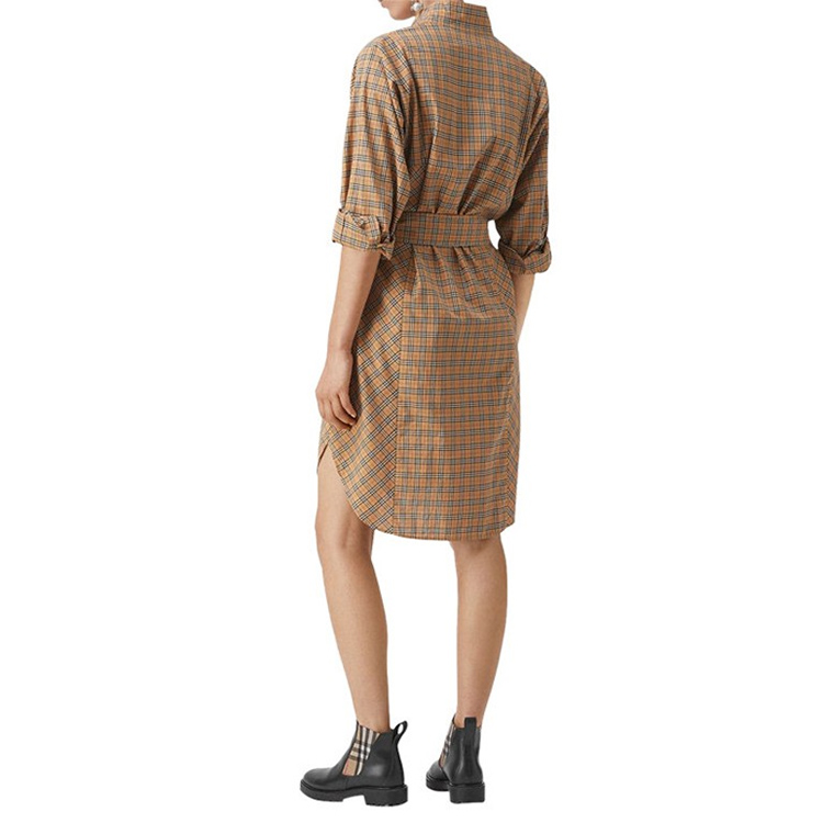 (Women) Burberry Classic Mid-Waist Plaid Long Sleeve Dress in Ochre Yellow 80337331 圖 5