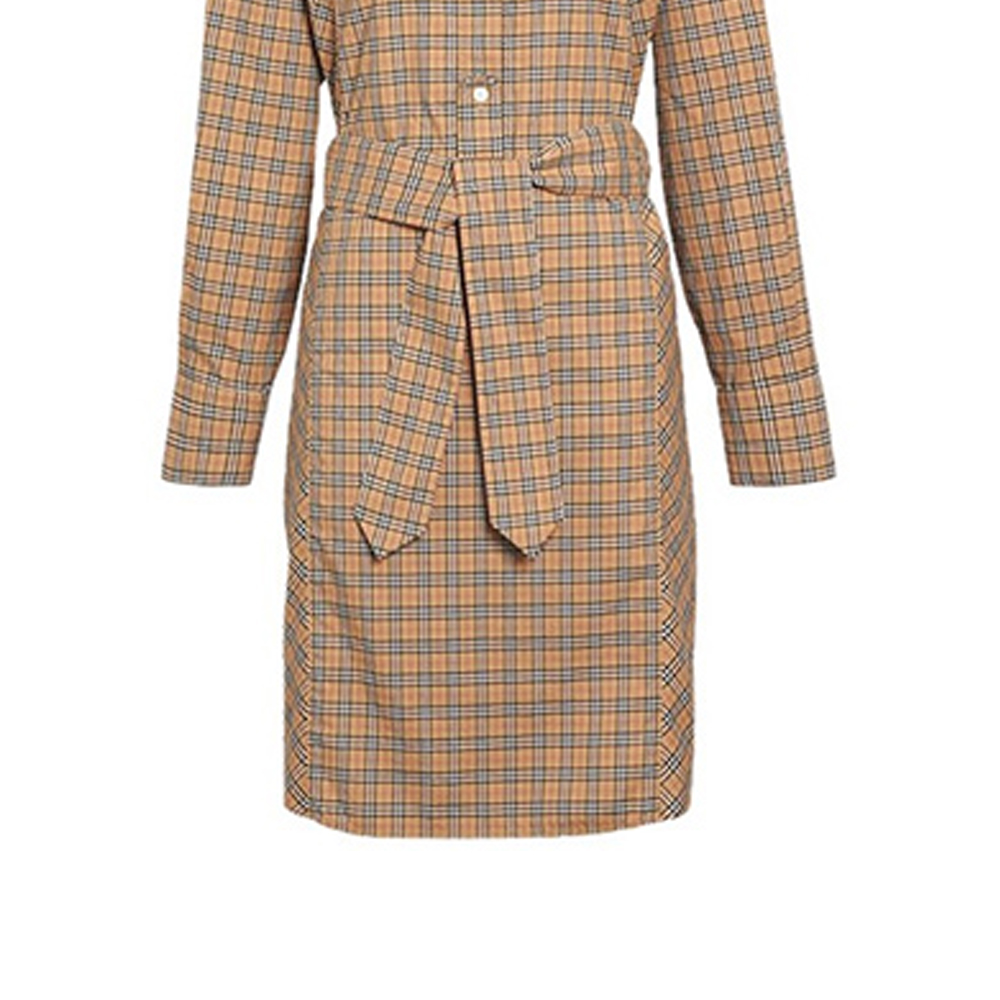 (Women) Burberry Classic Mid-Waist Plaid Long Sleeve Dress in Ochre Yellow 80337331 圖 7