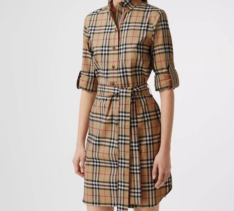 (Women) Burberry Classic Plaid Stretch Cotton Shirt Dress - Women’s Heritage Beige 80245851 圖 3