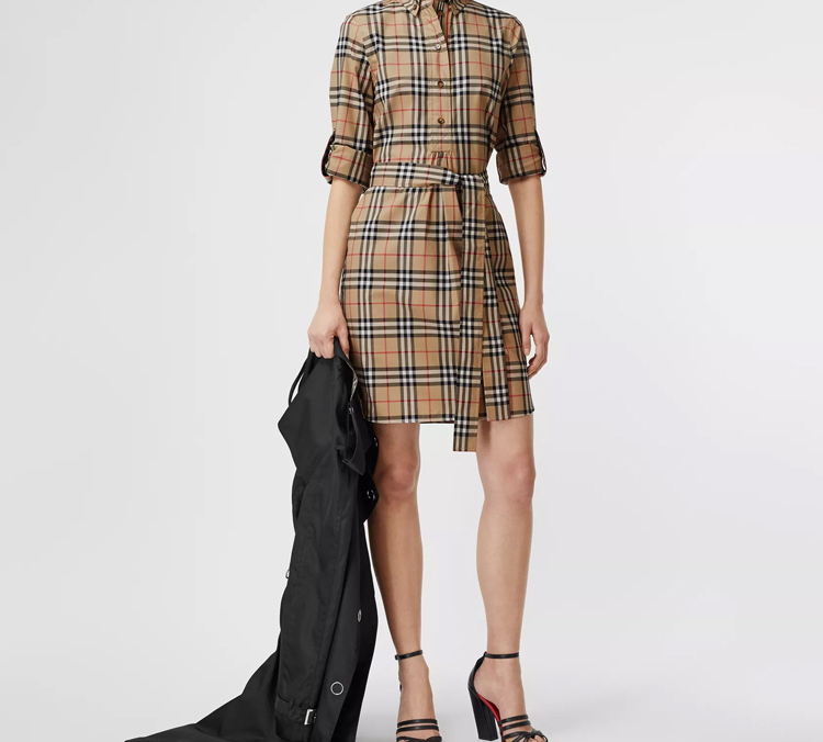 (Women) Burberry Classic Plaid Stretch Cotton Shirt Dress - Women’s Heritage Beige 80245851 圖 5