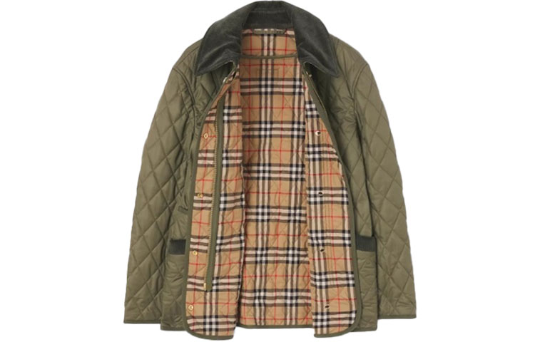 (Women) Burberry Classic Quilted Check Jacket Green Cotton Outerwear 80388001 圖 3