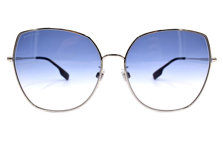 (Women) BURBERRY Classic Stripe Holiday Travel Silver Sunglasses 3136D for Women B3136-D 1005/19