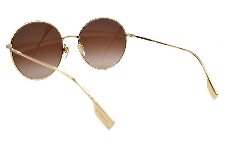 (Women) BURBERRY Classic Striped Gold Metal Round Sunglasses 3132 Women Gold/Brown Gradient B3132 1109/13 圖 3