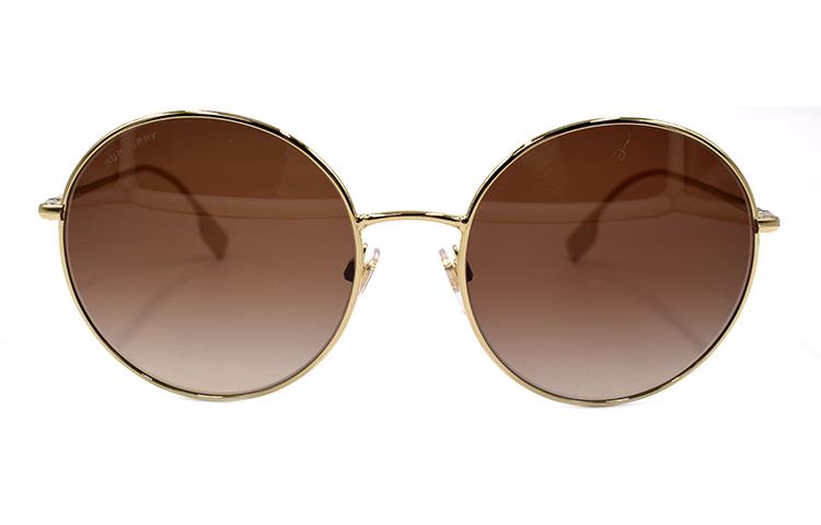 (Women) BURBERRY Classic Striped Gold Metal Round Sunglasses 3132 Women Gold/Brown Gradient B3132 1109/13 圖 4