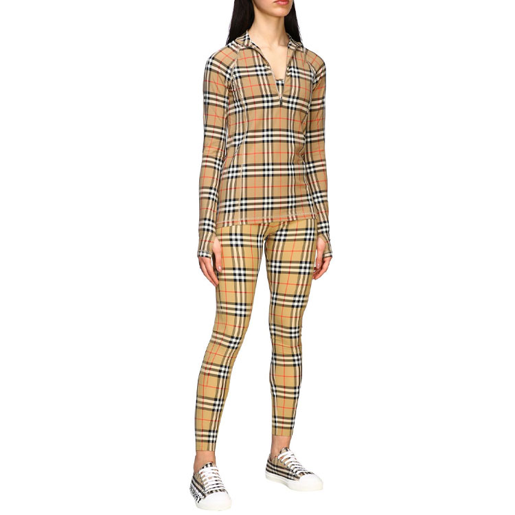 (Women) Burberry Classic Zip Check Mock Neck Tee - Heritage Beige 80245721 圖 5