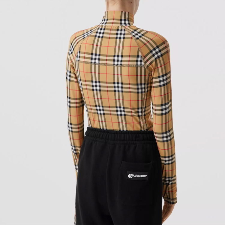 (Women) Burberry Classic Zip Check Mock Neck Tee - Heritage Beige 80245721 圖 6