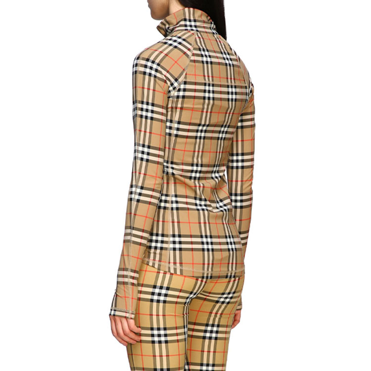 (Women) Burberry Classic Zip Check Mock Neck Tee - Heritage Beige 80245721 圖 8