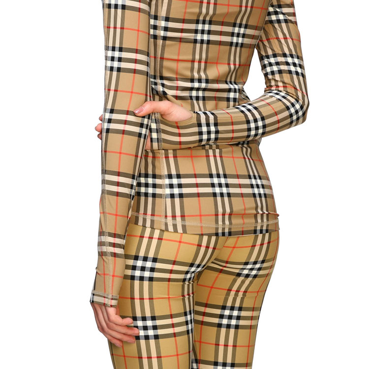 (Women) Burberry Classic Zip Check Mock Neck Tee - Heritage Beige 80245721 圖 10