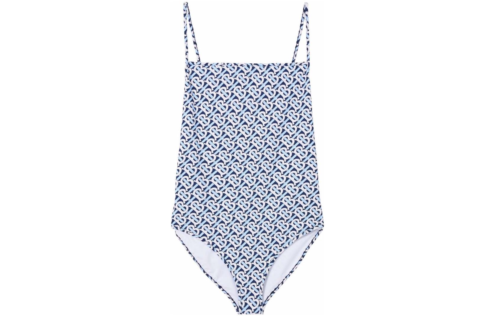 (Women) Burberry Cobalt Blue Sleeveless Letter Print One-Piece Swimsuit. 80488821