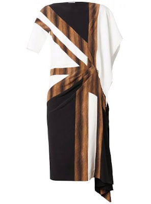 (W) Burberry Gaun T-Shirt Midi Kasual Asimetri Blok Warna Multicolor. 80467991 Order (W) Burberry Gaun T-Shirt Midi Kasual Asimetri Blok Warna Multicolor. 80467991