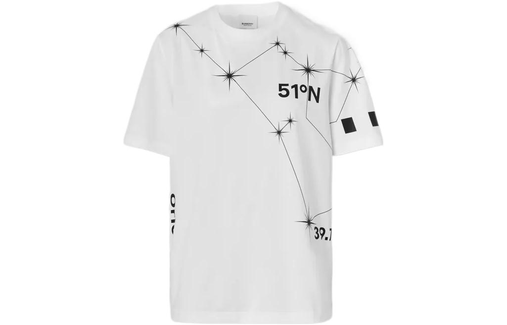 (Women) Burberry Constellation Letter Print Crewneck T-Shirt FW22 White Women’s Tee. 80614171