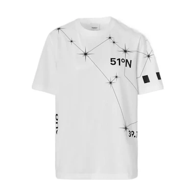 (Women) Burberry Constellation Letter Print Crewneck T-Shirt FW22 White Women’s Tee. 80614171