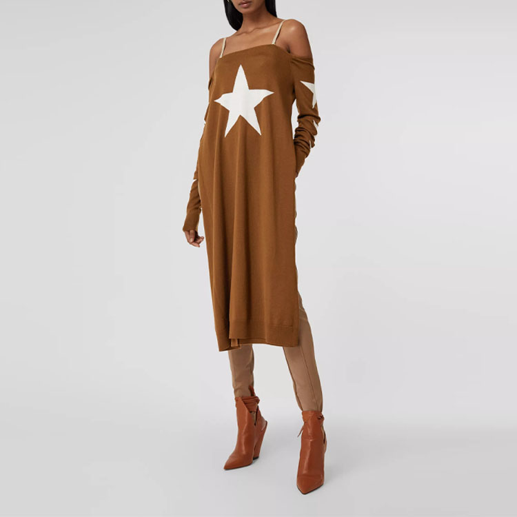 Shop (W) 博柏利星座圖案針織連衣裙 女士酒紅色 45666311