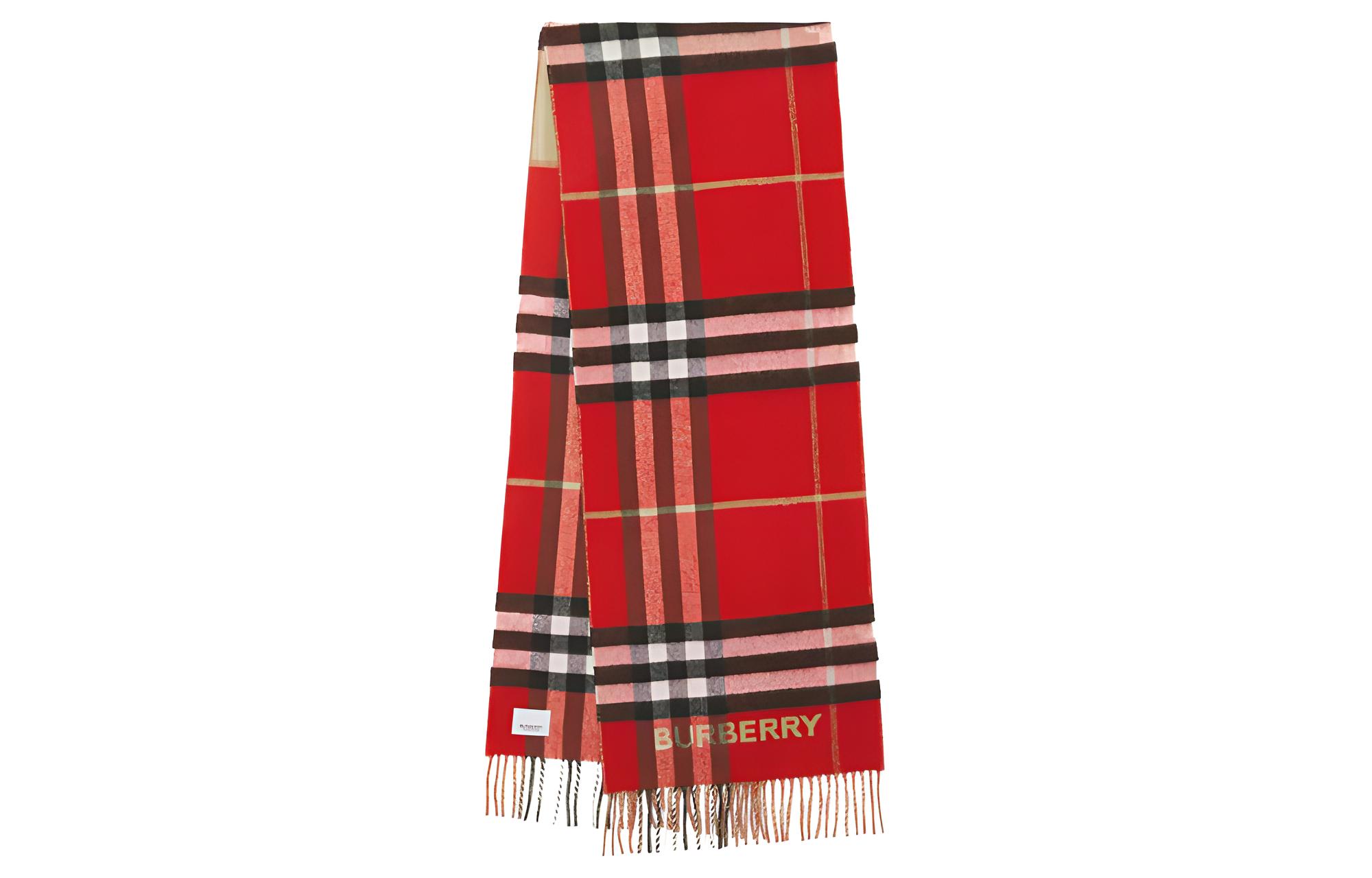 (Women) Burberry Contrast Check Cashmere Scarf Red 80504951