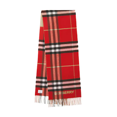 (Women) Burberry Contrast Check Cashmere Scarf Red 80504951