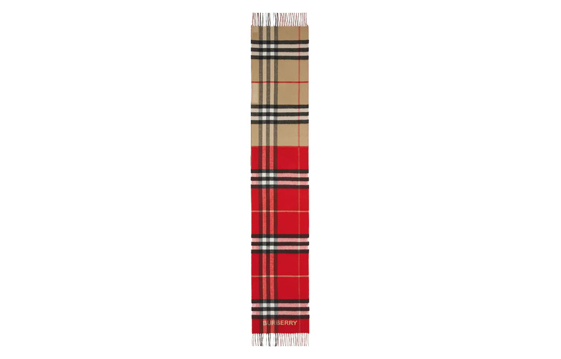 (Women) Burberry Contrast Check Cashmere Scarf Red 80504951 圖 3